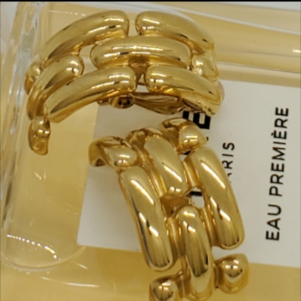 Givenchy Vintage Signed Hoop Clip On Earrings